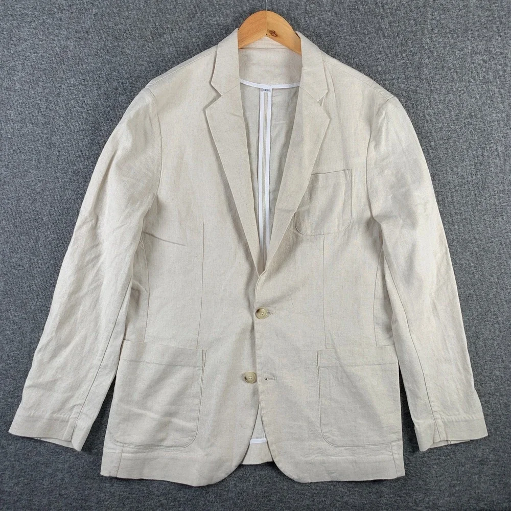 State & Liberty Blazer Men 42 Linen Cream Unstructered Performance Sport Coat